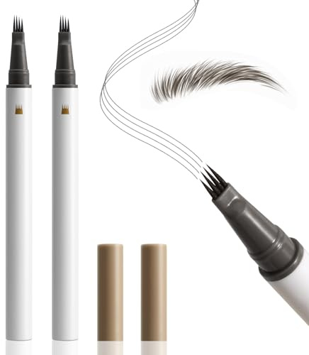 Boobeen 2er-Pack 4-Spitzen-Microblading-Augenbrauenstift, wasserfeste Augenbrauenstifte für Frauen zum mühelosen Zeichnen natürlicher, haarähnlicher Striche, ganztägiger Halt