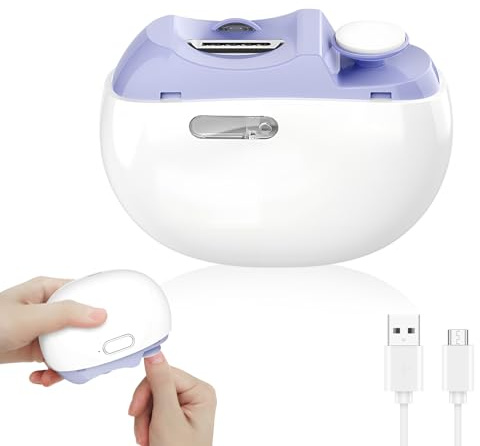Tagliaunghie Elettrico Automatico 3-in-1 con Luci LED e Lucidatura,Lima per Unghie Elettrica per Bambini Adulti Anziani,Portatile Silenzioso a 2 Velocità,Rifinitore e Levigatore per Mani e Piedi (A)