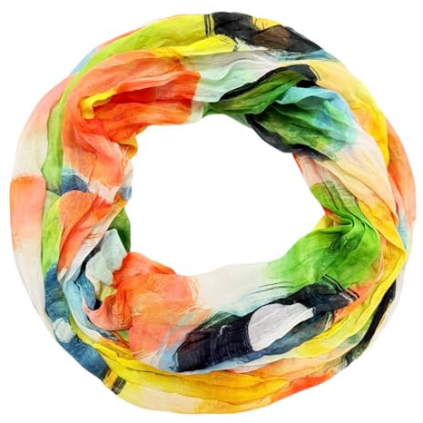 Jeamis Kreis Seide Loop Farbverlauf Frühling Rundschal Rainbow Unisex Sommer Leicht Schal Stola Dots