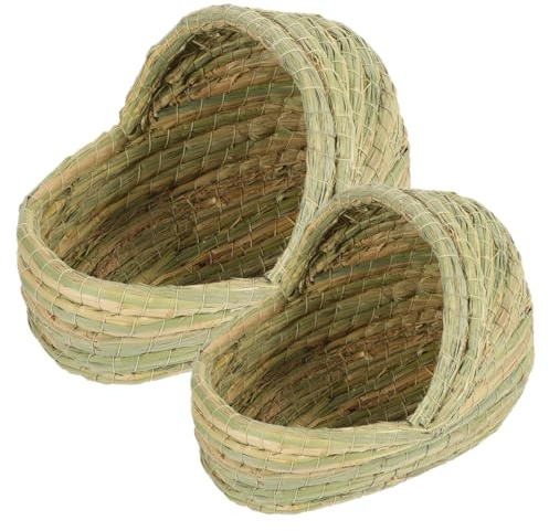 Kisangel 2pcs Nid en Paille pour Poules Vert, Forme Pantoufle, Matériau en Paille, Offrant Un Environnement de Ponte et D'élevage Ferme Jardin