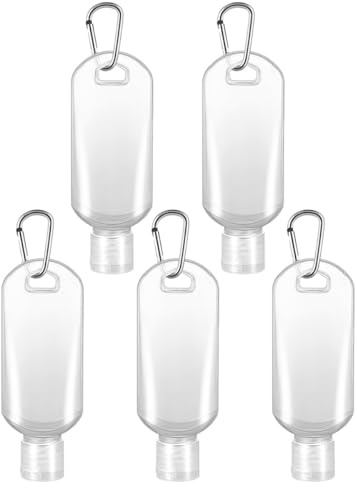 8pcs 50ml Refillable Hook Bottles for Body Lotion and Hand Cream | Petg Plastic, Flip Top Press Style, Portable Clip Design, Suitcase and Sports Bag Use Color Random Color