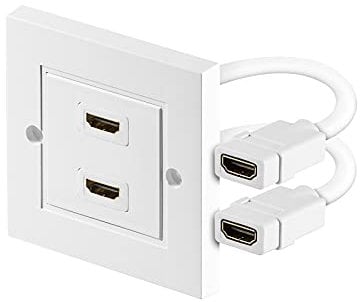 Goobay 51723 Prise Murale HDMI, Doré, Blanc, 86mm Longueur, 86mm Hauteur