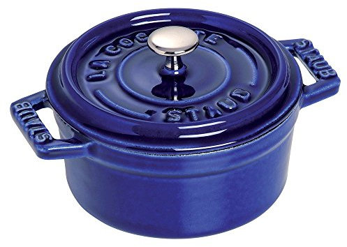 Staub Cast Iron 0.25-qt Mini Round Cocotte - Dark Blue, Made in France