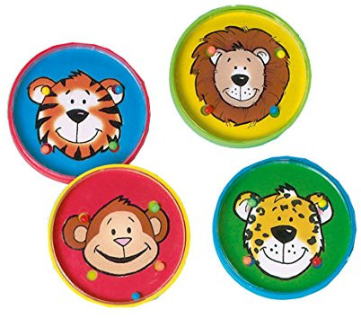 Amscan INT390579 - 12 Geschicklichkeitsspiele Tiere Plastik 5,6 x 5,6 cm, Mitbringsel