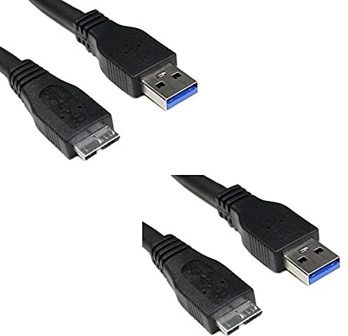 BIPRA OEM SuperSpeed USB 3.0 Cable A to Micro B For WD/Seagate/Clickfree/Toshiba/Samsung External Hard Drives (2 Pack 35cm - 1 Feet - 0.35M)