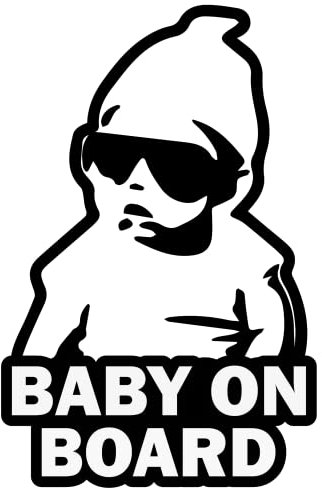 TOTOMO # ALI-001 Baby an Bord Aufkleber Aufkleber Sicherheit Vorsicht Zeichen für Autofenster - Carlos aus dem Hangover lustige Aufkleber Autoaufkleber