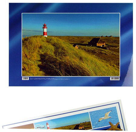 muschel-sammler-shop 4er Tischset Sylt - Unterleger - Platzset - Garten - Küche abwaschbar/Wischbar - Nordsee/Ostsee/Strand/Meer/Postkartenansichten