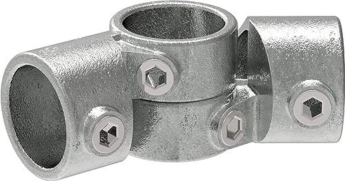 Fenau | Winkel-Gelenk, 85-135°, Rohrverbinder, beidseitig verstellbar, Ø 42,4 mm, Temperguss galvanisiert, feuerverzinkt, inkl. Schrauben