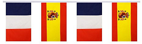 Digni Guirlande d'amitié 16 Drapeaux alternés France - Espagne - 5,9 m Sticker Gratuit