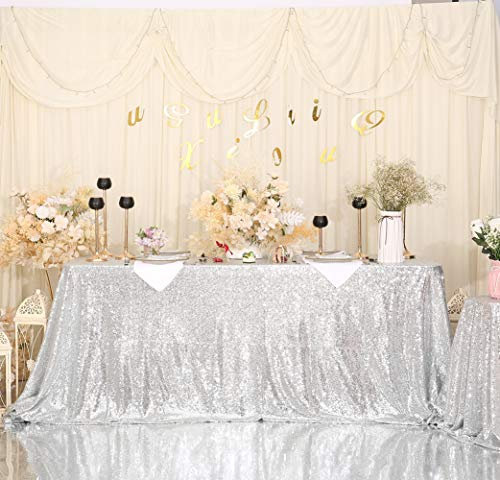 Eternal Beauty Pailletten-Tischdecken, Hochzeit, Halloween, Weihnachten, Party, Bankett, silber, 183*183cm