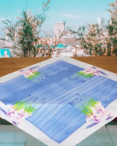 KAMACA Tischdecke Frühling Ostern Blumen Hasen Dekor Osterhasen Ostereier Bunt Waschbar Fleckschutz Küche Esstisch Tisch Dekoration (85x85 Hyazinthen)