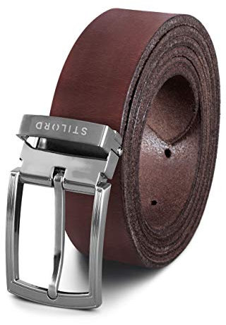STILORD Vintage Echtleder Gürtel Herren Damen Retro Kürzbar Universal Ledergürtel Büffelleder, Farbe:cresto - braun | Schnalle gebürstet - silbern I, Größe:Universal 80-130 cm