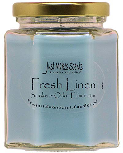 Fresh Linen Scented Smoke and Odor Eliminator Candle - Odor Eliminating Scented Candles for Home - Neutralizes Cigarette, Food, and Pet Smells - Hand Poured in The USA