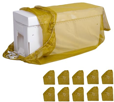 Premium Beekeeping Hive Package Mesh Transport Bags, 100% Polyester, 36in x 30in, Holds Up to 20 kg, Set of 10, Ventilated for Bee Nuc Transport, Drawstring Closure