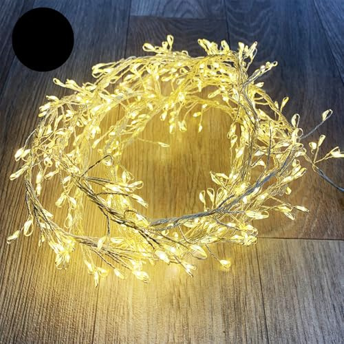 400er Tropfen Lichterkette strombetrieben mit LEDs in warmweiß Tropfenlichterkette silbernen Kabel mit 8 Funktionen für Innen