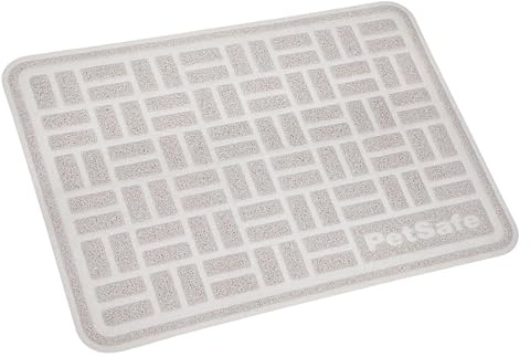 PetSafe Cat Litter Mat – Traps Crystal and Clay Clumping Litter – Easy to Clean Mat – Size Large, Gray (ZAC00-16816)