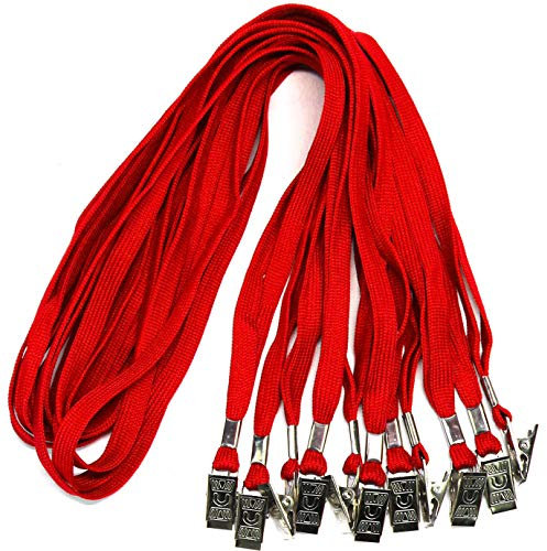 Umhängeband mit Clip für Ausweis, Namensschilder, Namensschilder, Ausweishalter 100 Pack rot