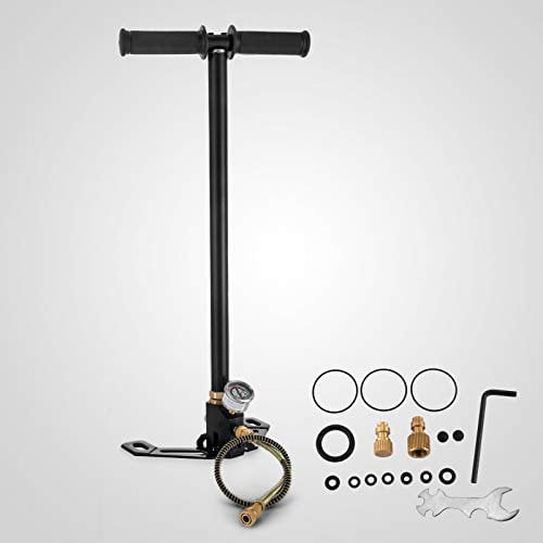 VEVOR Pompe à Pied 0-4500 psi, Pompe à Pneumatique Conception à 3 Étages, Pompe à Pneumatique pour Pneus à Haute Pression, Gonfle-Pneu pour Vélo, Fusil à Air avec Manomètre Précis Pédale Pliable Noir