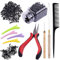 Duufin Microring Set mit 500 Stück Schwarz Microringe 1 Stück Microring Zange 2 Stück Microring Nadel 4 Stück Haarspange 1 Stück Kamm und Haargummis, Haarverlängerung Microrings Extensions für Haar