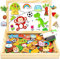 Jojoin Wooden Magnetic Puzzle, 110 PCS Magnetic Board Puzzle Games, Sports Theme Animal Pattern, Double Sided Jigsaw, Drawing Easel Blackboard Educational Wood Toys Gift for Boys Girls Kids 3+
