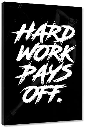Hustling Sharks® Wandbild „HARD WORK PAYS OFF.“ – Leinwand 30 × 45 cm | XXL Motivationsbild im Hochformat, Fitness Bilder, Sport Bilder, Erfolg Bilder, Leinwand Sprüche, Wanddeko Büro