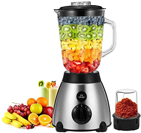 YXXHM- Blender mixeur 300W, Blender Smoothie Professionnel 1 L Bol, 4 en 1 en Acier Inoxydable, 3 Vitesses réglables, 4 Lames en Acier Inoxydable, sans BPA