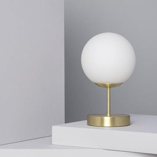 LEDKIA LIGHTING - Tischleuchte Moonlight | Vintage Design | Aluminium & Glas | E14 Fassung | Art Deco Stil | Verstellbares Licht | Für Wohn- & Geschäftsbereiche, Gold, Glas Aluminium