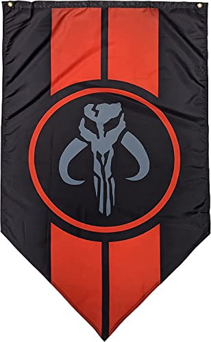 Star Wars Mandalorian Banner - Mandalorianisches Wappen mit roten Streifen