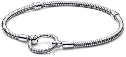 PANDORA Moments O Verschluss Schlangen-Gliederarmband aus Sterling Silber - kompatibel Moments Armbänder - Größe: 16 cm