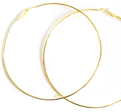 Mytoptrendz® - Extra Large Plain Thin Hoops Fashion Earrings (Gold -100mm)