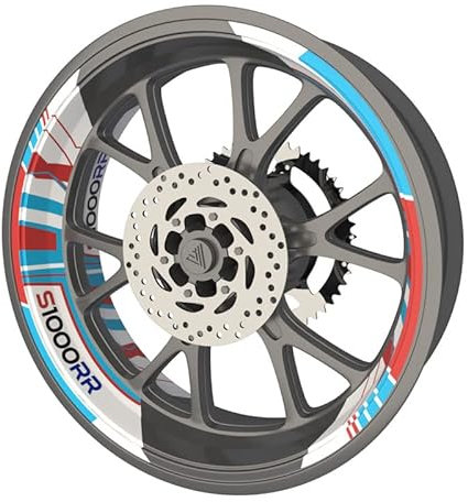 Komplettes Set mit Aufklebern für Felgen, für Motorrad, Marke BMW S1000RR, Premium-Qualität (2 komplette Räder) (Azur)