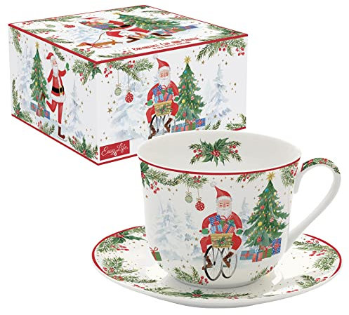 Easy Life COFFRET DEJEUNER 40CL EN PORCELAINE JOYFUL SANTA