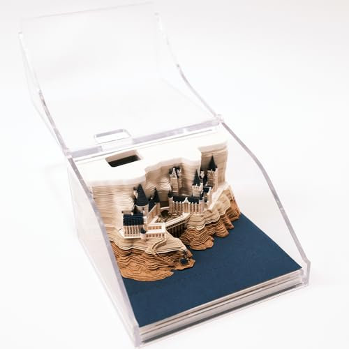 MEICHI 3D Notizblock, nicht verklebt, 3D Schlossmodell Papierkunst mit Klapp-Displaybox, 9 x 9 x 5 cm, 150 Blätter, 3D Memo Pad