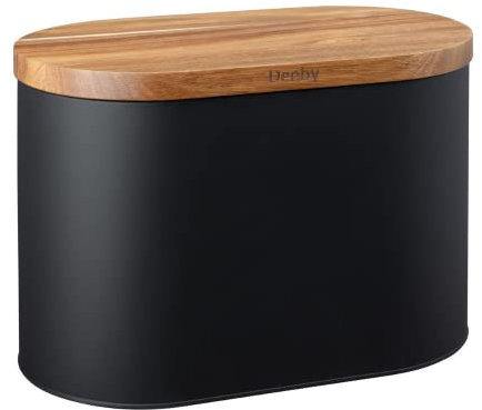 Denby Bread Bin Black with Acacia Wood Lid