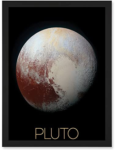 Artery8 NASA Our Solar System Pluto New Horizons Enhanced Colour Image Artwork Framed Wall Art Print A4
