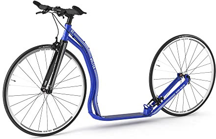 Yedoo Wolfer RS Tretroller - bis 120 kg, mit Luftreifen 28/28 - Scooter Roller für Erwachsene, schneller Roller aus Aluminiumlegierung, Gewicht 7,9 kg (blau)