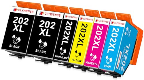 Clywenss 202XL Druckerpatronen Kompatibel für Epson 202 XL Multipack Patronen für Expression Premium XP-6000 XP-6100 XP-6105 XP-6005 XP6000 XP6100 XP6105 XP6005 XP6001 XP-6001 Tintepatronen, 6-Pack