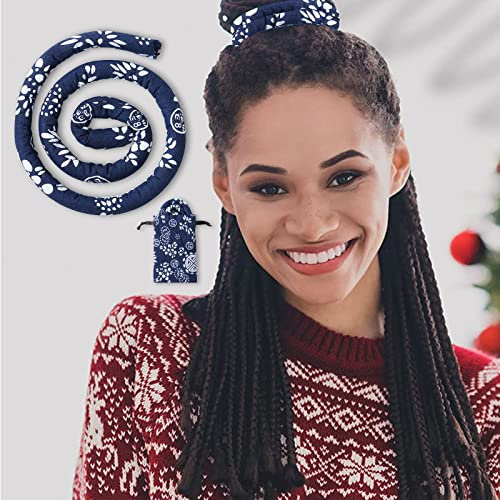 Spiral Lock Haarbinde, Pferdeschwanz-ZubehöR, 66 Cm Pferdeschwanz Haarschmuck Haargummi, Pferdeschwanzhalter Damen Und Herren FüR Langes, Dickes, Lockiges Haar (Blaues Und WeißEs Muster)