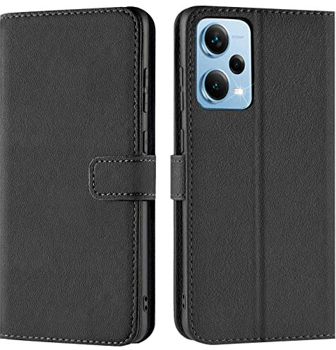 Verco Handyhülle für Redmi Note 12 Pro 5G Hülle, Bookcase Tasche Flipcover für Xiaomi Redmi Note 12 Pro 5G Case [Kartenfächer/Aufstellfunktion], Schwarz