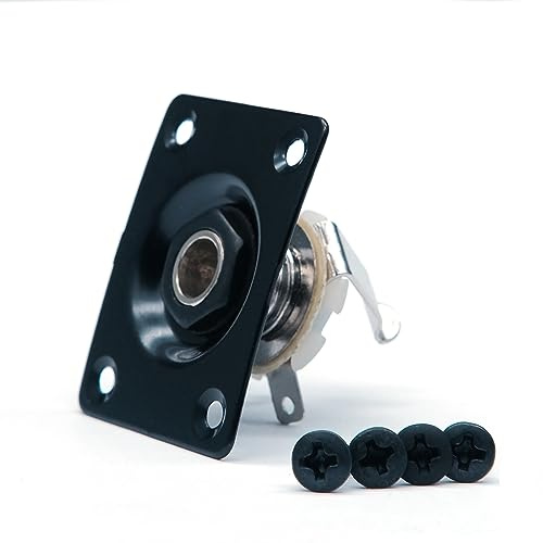 harpfeas Metal 1/4 Output Jack Plate Input Jack Socket for Tele SG Style Electric Guitar Parts Replacement (Black)