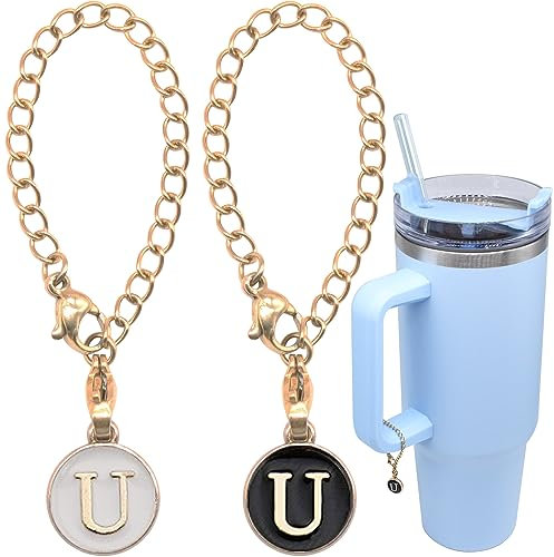 CAIKEZI Letter Charm Accessories For Stanley Cup,2PCS ID Initial Letter Charm Personalized For Stanley Tumbler Cup Identification Handle Letter Charms