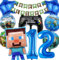 Minercraft Geburtstagsdeko junge Geburtstag Deko Junge Miner Gamer Luftballon Geburtstag Deko Geburtstag Set Geburtstagsdeko Junge Party Deko Tortendeko Kuchen Deko (12th)