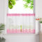 HeichkelL Scheibengardinen mit Streifen Küche Kurzstores Leinenoptik Bistrogardine Kleinfenster Gardine Rosa mit Tunnelzug HxB 60x90cm 1 Stück