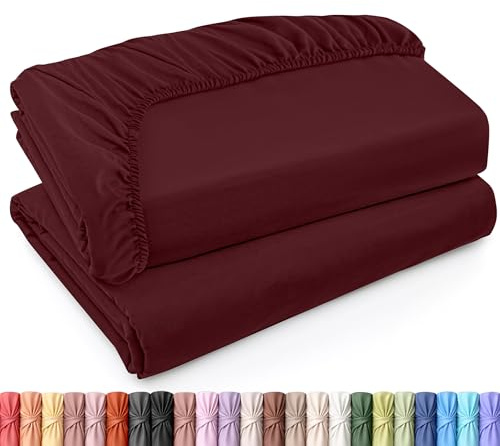 Utopia Bedding Twin XL Fitted Sheets - Bulk Pack of 2 Bottom Sheets - Soft Brushed Microfiber - Deep Pockets - Shrinkage & Fade Resistant - Easy Care (Twin XL, Burgundy)