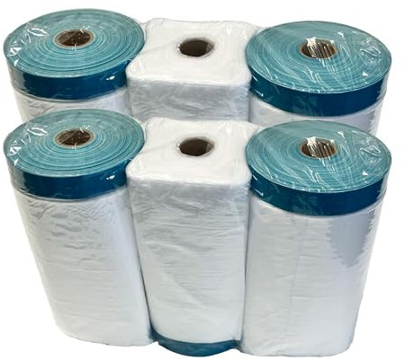 Handelskönig 6 x Gewebe-Masker 2100 mm x 20 m UV-Band Abklebeband Abdeckfolie Klebeband Folie Klebefolie UV stabil Folienklebeband Gewebeklebeband