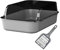 Folpus Cat Litter Box - Anti Splashing Sifting Litter Tray for Small, Large & Senior Cats, Gray