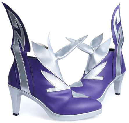 Gioco Fontaine Skirk Cosplay Scarpe Donna Tacchi Alti Stivali Viola sono adatti per abiti di Halloween, Viola, 40 EU