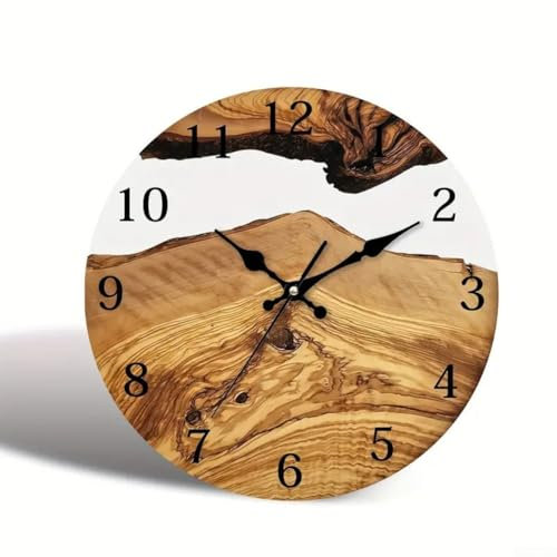 Modern trifft Vintage 30 cm leise Wanduhr aus Holz für stilvolle Innenräume (A)
