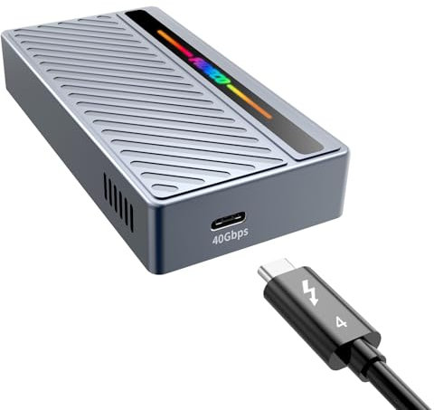 FIDECO 40Gbps M.2 NVMe Enclosure, USB4 NVMe SSD Enclosure, Aluminum SSD Case with RGB Light and PWM Fan, Support UASP & TRIM, Compatible with Thunderbolt 4/3, USB4/3.2/3.1/3.0