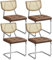 Yaheetech Küchenstuhl 4er Set Esszimmerstühle Rückenlehne aus Rattan Schwingstuhl aus Kunstleder Polsterstuhl fürs Esszimmer/Küche/Wohnzimmer/Restaurant Retro-Braun